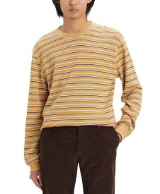 【送料無料】 リーバイス メンズ シャツ トップス Men's Waffle Knit Thermal Long Sleeve T-Shirt Chocolate Stripe