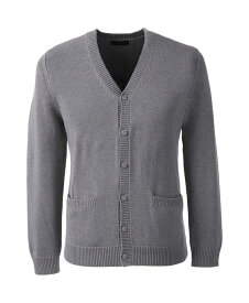 【送料無料】 ランズエンド メンズ ニット・セーター カーディガン アウター Men's School Uniform Cotton Modal Button Front Cardigan Sweater Pewter heather