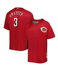 �~�b�`�F��&�l�X �����Y �g�b�v�X �V���c ���b�V�� �W���[�W�[ Mitchell & Ness Men's Ken Griffey Jr. Red Cincinnati Reds Cooperstown Collection Mesh Batting Practice Button-Up Jersey Red ���b�h