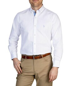 【送料無料】 テーラーバード メンズ シャツ トップス Men's Solid Pinpoint Cotton Stretch Long Sleeve Shirt White