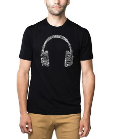 【送料無料】 エルエーポップアート メンズ Tシャツ トップス Mens Premium Blend Word Art T-Shirt - Headphones - Music in Different Languages Black