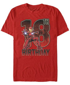 【送料無料】 フィフスサン メンズ Tシャツ トップス Men's Marvel Iron Man 18th Birthday Action Pose Short Sleeve T-Shirt Red