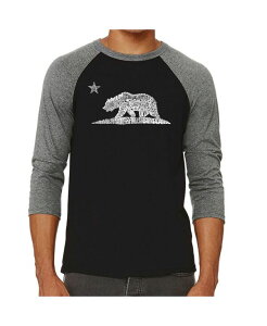 �G���G�[�|�b�v�A�[�g �����Y �g�b�v�X T�V���c LA Pop Art California Bear Men's Raglan Word Art T-shirt Gray �O���[