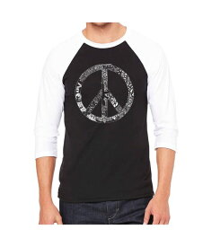【送料無料】 エルエーポップアート メンズ Tシャツ トップス Peace Love and Music Men's Raglan Word Art T-shirt Black