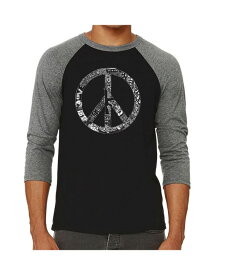 【送料無料】 エルエーポップアート メンズ Tシャツ トップス Peace Love and Music Men's Raglan Word Art T-shirt Gray