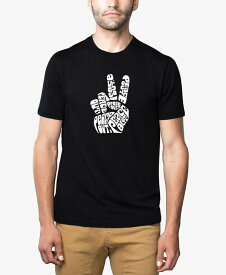 【送料無料】 エルエーポップアート メンズ Tシャツ トップス Men's Premium Blend Word Art Peace Out T-shirt Black