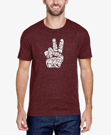 【送料無料】 エルエーポップアート メンズ Tシャツ トップス Men's Premium Blend Word Art Peace Out T-shirt Burgundy