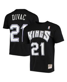 【送料無料】 ミッチェル&ネス メンズ Tシャツ トップス Men's Vlade Divac Black Sacramento Kings Hardwood Classics Stitch Name and Number T-shirt Black