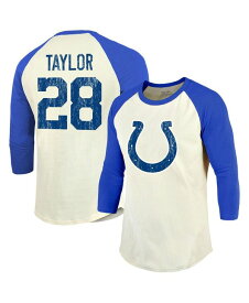 【送料無料】 マジェスティック メンズ Tシャツ トップス Men's Threads Jonathan Taylor Cream Royal Indianapolis Colts Player Name and Number Raglan 3/4-Sleeve T-shirt Cream Royal