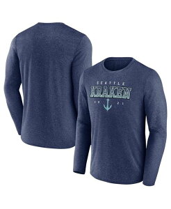 t@ieBNX Y gbvX TVc Fanatics Men's Heather Deep Sea Blue Seattle Kraken Long Sleeve T-shirt Heather Deep Sea wU[