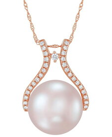 【送料無料】 ホノラ レディース ネックレス・チョーカー・ペンダントトップ アクセサリー Cultured Natural Ming Pearl (14mm) & Diamond (1/5 ct. t.w.) 18" Pendant Necklace in 14k Rose Gold (Also in Cultured White Ming Pearl) Rose Gold