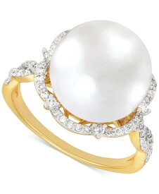 【送料無料】 ホノラ レディース リング アクセサリー Cultured Ming Pearl (12mm) & Diamond (1/4 ct. t.w.) Halo Ring in 14k Gold Yellow Gold