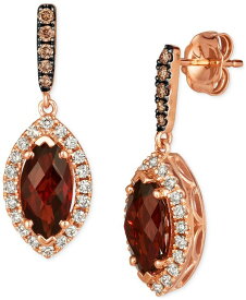【送料無料】 ル ヴァン レディース ピアス・イヤリング アクセサリー Pomegranate Garnet (2-7/8 ct. t.w.) & Diamond (1/2 ct. t.w.) Halo Drop Earrings in 14k Rose Gold 14K Rg