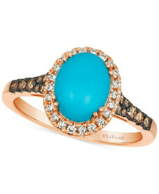 【送料無料】 ル ヴァン レディース リング アクセサリー Robins Egg Blue Turquoise (2 ct. t.w.) & Diamond (1/3 ct. t.w.) Halo Ring in 14k Rose Gold 14K Rg