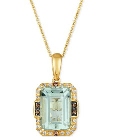 【送料無料】 ル ヴァン レディース ネックレス・チョーカー・ペンダントトップ アクセサリー Mint Julep Quartz (6-3/4 ct. t.w.) & Diamond (1/4 ct. t.w.) Halo Adjustable 20" Pendant Necklace in 14k Gold No Color