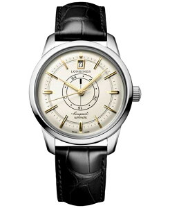 �����W�� ���f�B�[�X �A�N�Z�T���[ �r���v ���U�[ Longines Women's Swiss Automatic Conquest Heritage Black Leather Strap Watch 38mm No Color �u���b�N