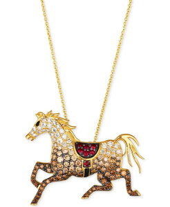 yz  @ fB[X lbNXE`[J[Ey_ggbv ANZT[ Passion Ruby (1/6 ct. t.w.) & Chocolate Ombr Diamond (1-1/3 ct. t.w.) Equestrian Adjustable 20" Pendant Necklace in 14k Gold No