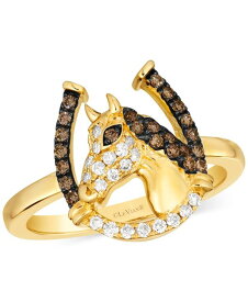 【送料無料】 ル ヴァン レディース リング アクセサリー Chocolate & Nude Diamond Horseshoe Ring (1/3 ct. t.w.) in 14k Gold No Color