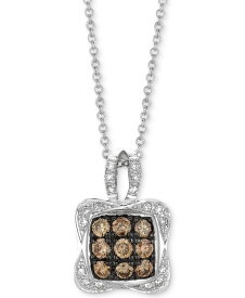 【送料無料】 ル ヴァン レディース ネックレス・チョーカー・ペンダントトップ アクセサリー Chocolatier&reg; Diamond Square Cluster 18" Pendant Necklace (1/2 ct. t.w.) in 14k White Gold White Gold