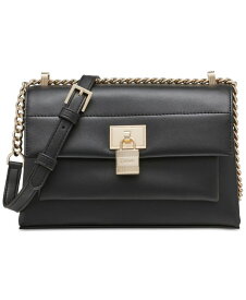 【送料無料】 ダナ キャラン ニューヨーク レディース ショルダーバッグ バッグ Evie Small Leather Flap Crossbody Black/Gold