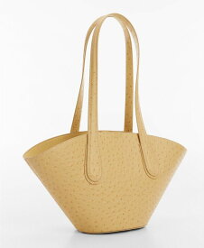 【送料無料】 マンゴ レディース ハンドバッグ バッグ Women's Leather-Effect Shopper Bag Yellow