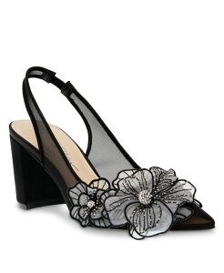 �x�b�c�B�W�����\�� ���f�B�[�X �V���[�Y �p���v�X Betsey Johnson Women's Petra Flower Applique Slingback Evening Pumps Black �u���b�N