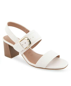 �G�A���\�[���Y ���f�B�[�X �V���[�Y �T���_�� �q�[�� Aerosoles Women's Ellazia Buckle Strap Sandal Heels Eggnog Polyurethane Leather