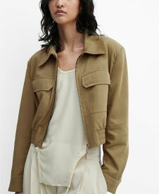 【送料無料】 マンゴ レディース ジャケット・ブルゾン アウター Women's Pockets Detail Cropped Jacket Beige-Kh