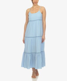 【送料無料】 ホワイトマーク レディース ワンピース トップス Women's Scoop Neck Tiered Maxi Dress Light Blue