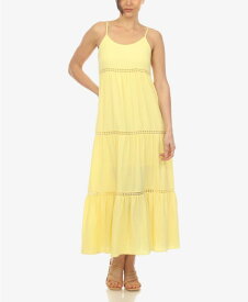 【送料無料】 ホワイトマーク レディース ワンピース トップス Women's Scoop Neck Tiered Maxi Dress Yellow