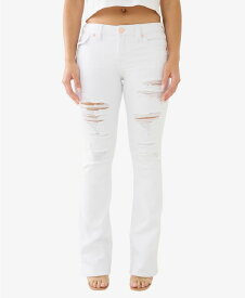 【送料無料】 トゥルーレリジョン レディース デニムパンツ ジーンズ ボトムス Women's Becca Flap Bootcut Jeans Optic White Destroyed