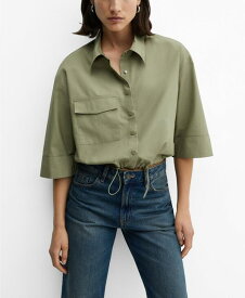 【送料無料】 マンゴ レディース シャツ トップス Women's Adjustable Hem Cotton Shirt Green