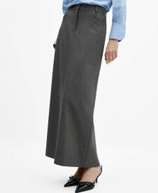【送料無料】 マンゴ レディース スカート ボトムス Women's Slit Long Skirt Grey