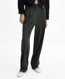 【送料無料】 マンゴ レディース カジュアルパンツ ボトムス Women's Wideleg Pleated Pants Grey