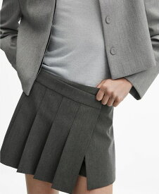 【送料無料】 マンゴ レディース スカート ボトムス Women's Pleated Skirt Pants Grey