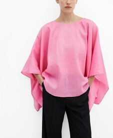 【送料無料】 マンゴ レディース シャツ トップス Women's 100% Ramie Cape Bright Pin