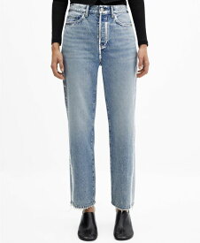 【送料無料】 マンゴ レディース デニムパンツ ジーンズ ボトムス Women's Forward Seams Detail Straight Jeans Silver