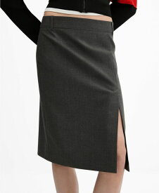 【送料無料】 マンゴ レディース スカート ボトムス Women's Pinstripe Skirt Grey