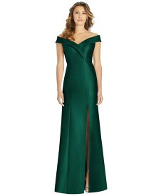 【送料無料】 アルフレッド レディース ワンピース トップス Off-The-Shoulder Satin Gown Hunter green