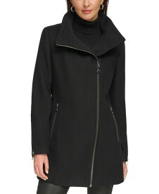 【送料無料】 ダナ キャラン ニューヨーク レディース ジャケット・ブルゾン アウター Women's Asymmetric Zipper Wool Blend Coat Black