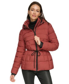 【送料無料】 ダナ キャラン ニューヨーク レディース ジャケット・ブルゾン アウター Women's Rope Belted Hooded Puffer Coat Brick Lane