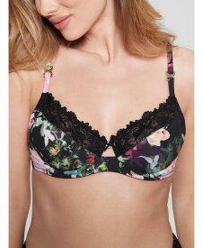 【送料無料】 ゲス レディース ブラジャー アンダーウェア Women's Eden Half-Cup Balconette Bra Petal perfection black sm