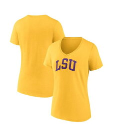 【送料無料】 ファナティクス レディース Tシャツ トップス Women's Gold LSU Tigers Basic Arch V-Neck T-shirt Gold