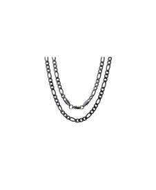 【送料無料】 スティールタイム メンズ ネックレス・チョーカー・ペンダントトップ アクセサリー Men's black IP Plated Stainless Steel Figaro Chain Link Necklaces Black