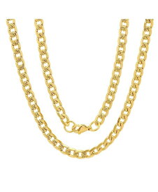 【送料無料】 スティールタイム メンズ ネックレス・チョーカー・ペンダントトップ アクセサリー Men's 18k gold Plated Stainless Steel Accented 8mm Cuban Chain 24" Necklaces Gold
