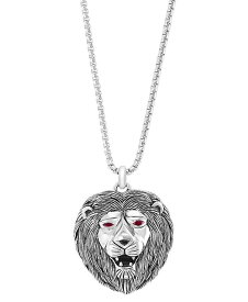 【送料無料】 エフィー メンズ ネックレス・チョーカー・ペンダントトップ アクセサリー EFFY&reg; Men's Ruby (1/4 ct. t.w.) & Onyx Lion's Head 20" Pendant Necklace in Sterling Silver Silver