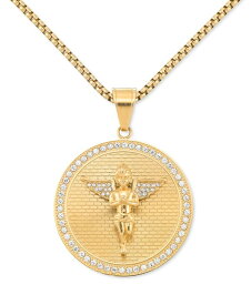 【送料無料】 シモン アイ スミス メンズ ネックレス・チョーカー・ペンダントトップ アクセサリー Crystal Angel Disc 24" Pendant Necklace in Gold-Tone Ion-Plated Stainless Steel Gold-Tone