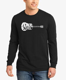 【送料無料】 エルエーポップアート メンズ Tシャツ トップス Men's Peace Love Country Word Art Long Sleeve T-shirt Black