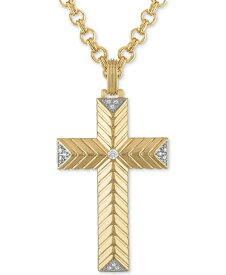 【送料無料】 エスクァイア メンズ ネックレス・チョーカー・ペンダントトップ アクセサリー Diamond Textured Cross 22" Pendant Necklace (1/10 ct. t.w.) Gold Over Silver