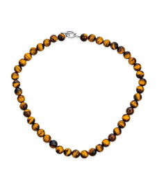 【送料無料】 ブリング メンズ ネックレス・チョーカー・ペンダントトップ アクセサリー Faceted Brown Tiger Eye Round 8MM Bead Strand Necklace Western Jewelry For Women For Men Silver Plated Toggle Clasp 16 Inch Brown tigers eye